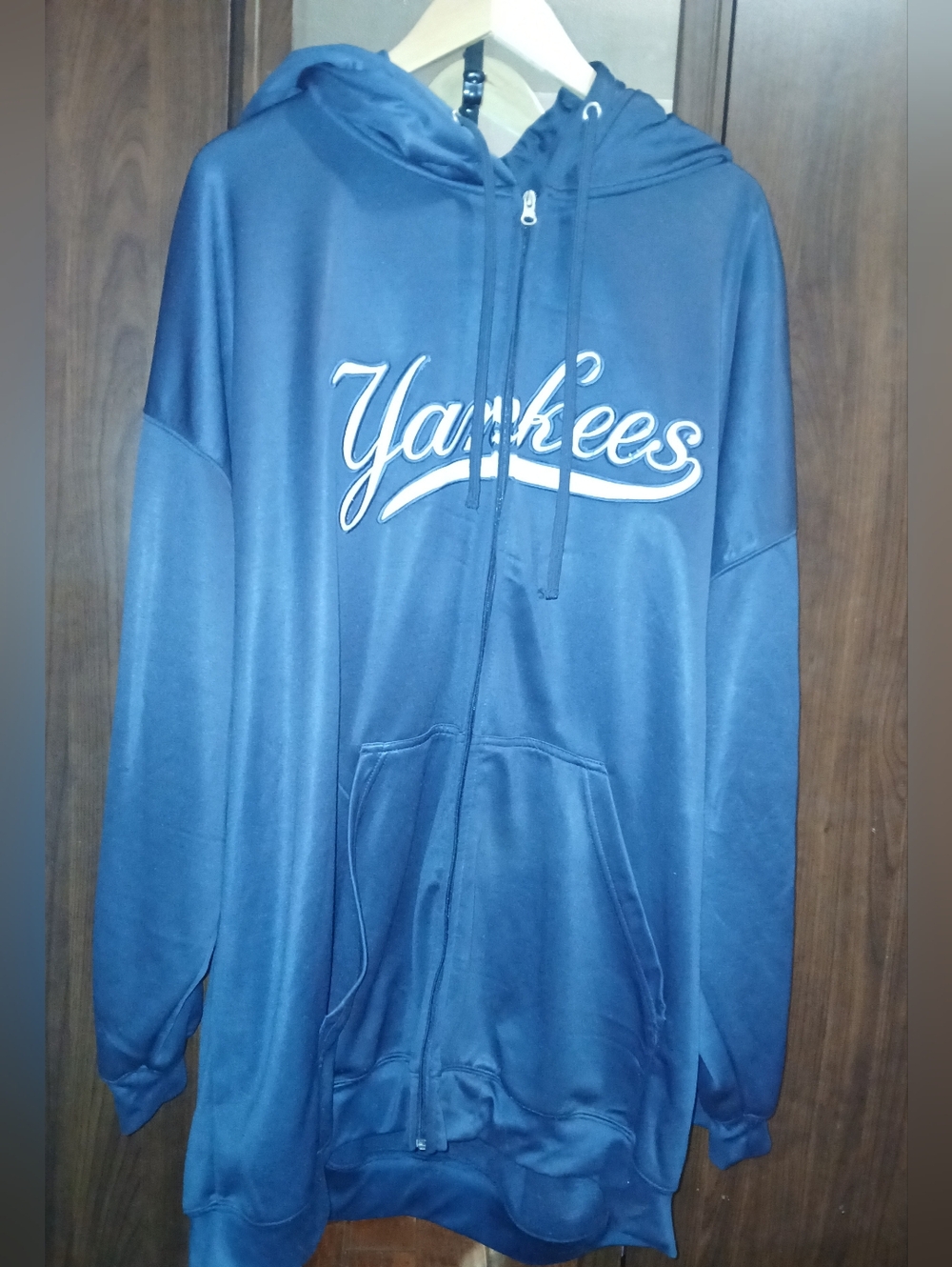 Men Yankees Majeatic 5X Navy Blue Zip-U.p Hoodie